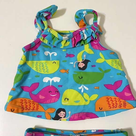 Carter's Mermaids and Whales 2-Piece Tankini Bikini Swimsuit Girls SZ 12 Months - Picture 2 of 8